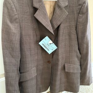 RJ Classics Prestige Equestrian Show coat ladies 12 R brown plaid shades